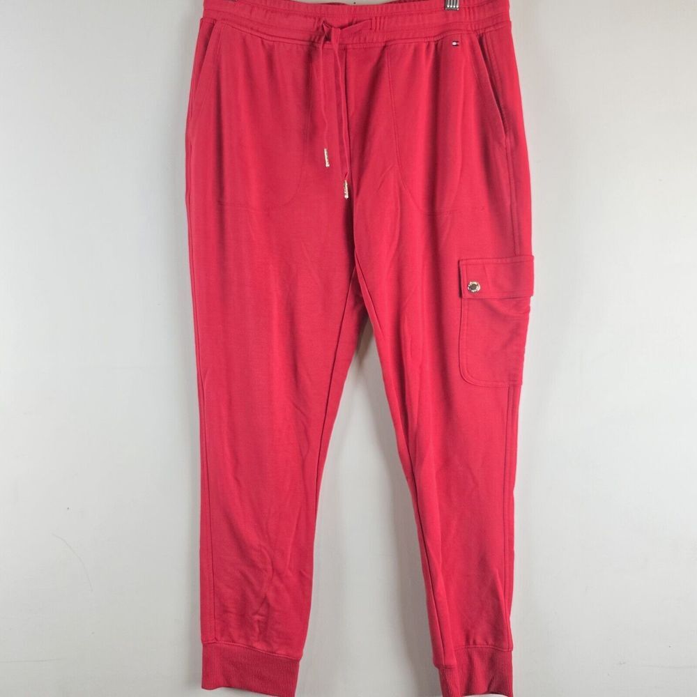 TOMMY HILFIGER Pull-on‎ Knit Cargo Red Pants Pockets Medium.D165